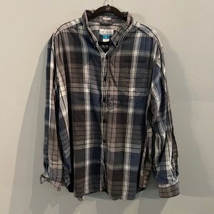 Columbia Gray Blue Plaid Button Down Long Sleeve Flannel XL